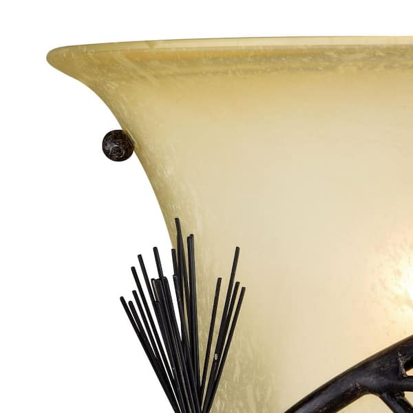Sierra 1-Light Bronze Rustic Pinecone Half Moon Wall Sconce Cream Glass