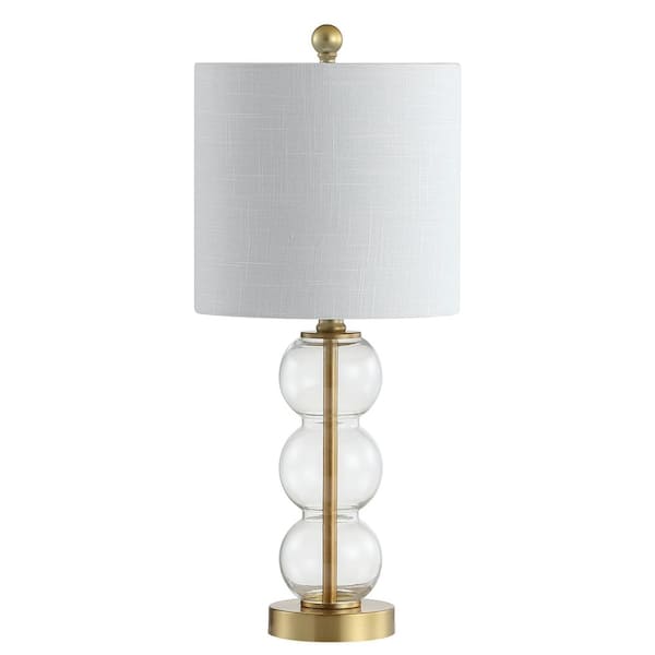 February 21 in. Clear/Brass Gold Glass/Metal LED Table Lamp