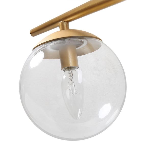 Modern Gold Bathroom Vanity Light, 3-Light Farmhouse Brass Wall Sconce with Clear Globe Glass Shades