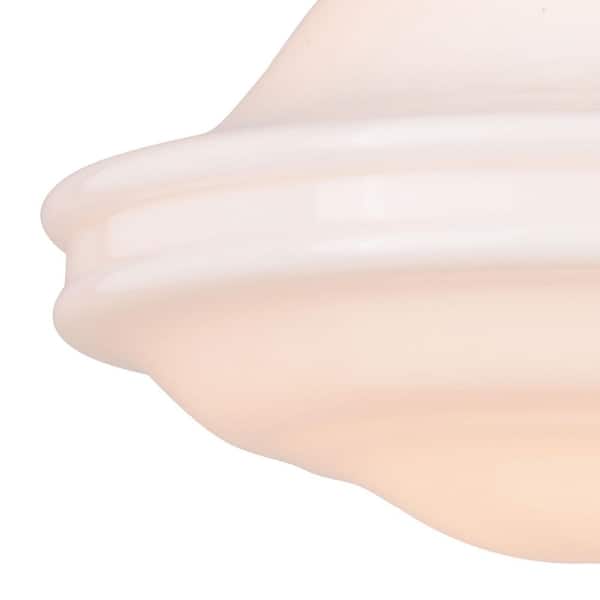 Huntley 12-in W Natural Brass Farmhouse Schoolhouse Semi Flush Mount Ceiling Light White Glass