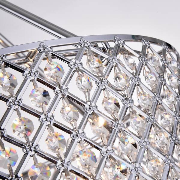 Marya 4-Light Modern Chrome Crystal Semi-Flush Mount Light with Clear Glass Crystal Beaded Drum Shade