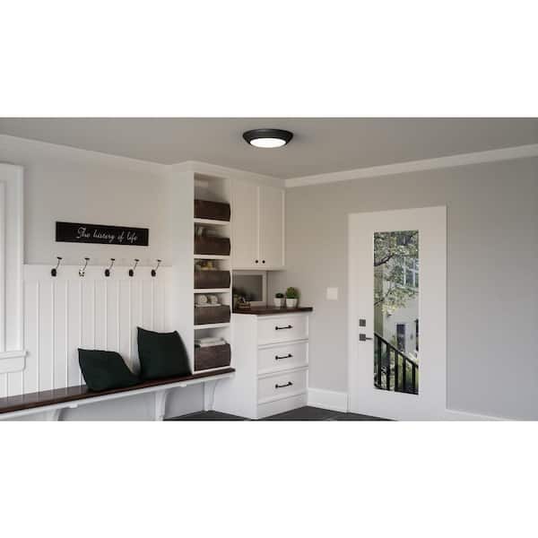 Verge 5.5 in. Earth Black LED Flush Mount with White Acrylic Shade