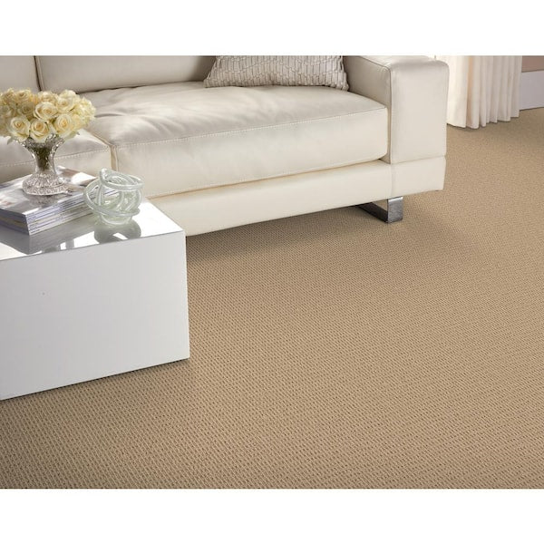 Terrain - Hazelnut - Beige 13.2 ft. 34 oz. Wool Loop Installed Carpet