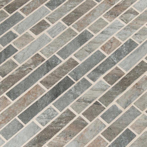 Stonella Interlocking 11.81 in. x 11.81 in. Textured Glass Mesh-Mounted Mosaic Tile (0.97 sq. ft./Each)