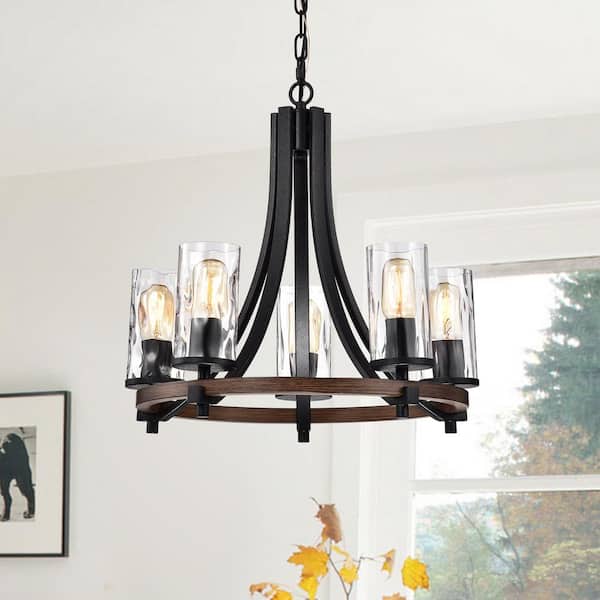Hagrid 20 in. 5-Light Black Indoor Pendant Chandelier