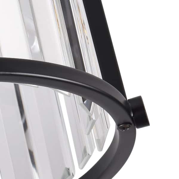 Modern 12.6 in. 3-Light Crystal Semi-Flush Mount Matte Black Close to Ceiling Light Fixtures