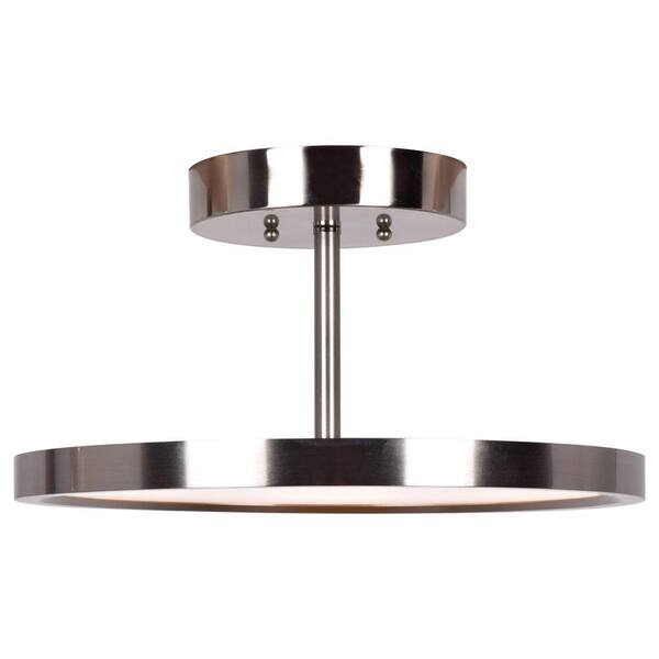 Sphere 15 in. 1-Light Brushed Steel LED Flush Mount