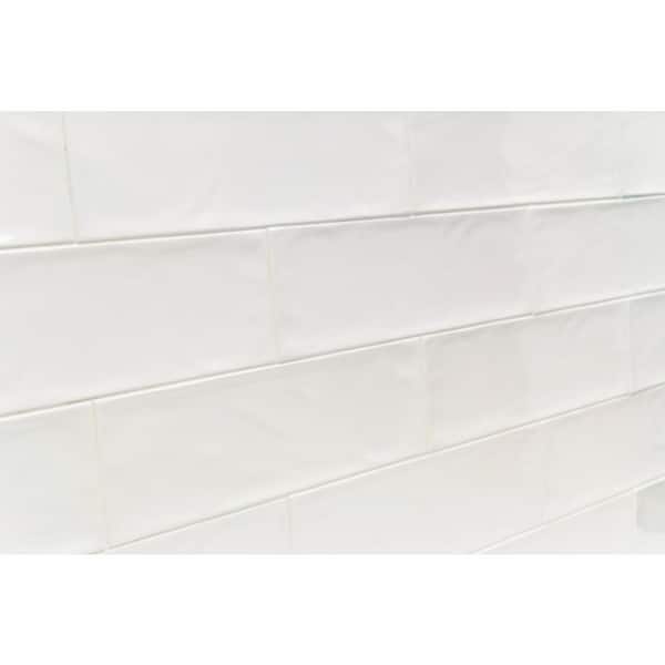 Pier White 4 in. x 12 in. 6 mm Polished Ceramic Subway Wall Tile (33-Piece) (10.76 sq. ft./Box)