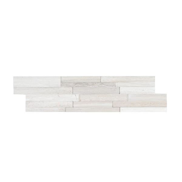 White Oak 3D Ledger Panel 6 in. x 24 in. Honed Marble Wall Tile (6 sq. ft./Case)