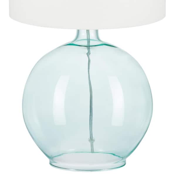 Windmere 21.5 in. Seagrass Green Glass Table Lamp with White Shade