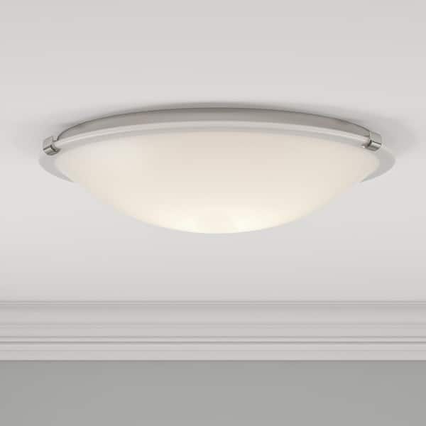 16 in. Dome Collection 24-Watt Brushed Nickel Integrated LED Flush Mount