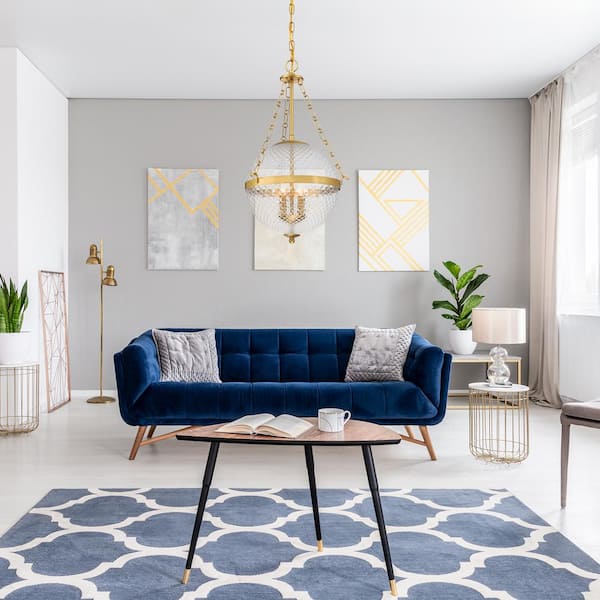 2-Light Brushed Gold Globe Glam Living Area Hanging Pendant Light with Clear Prismatic Glass