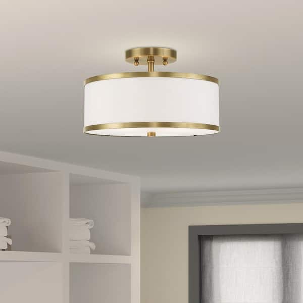 Cameron 2 Light Antique Brass Semi Flush Mount