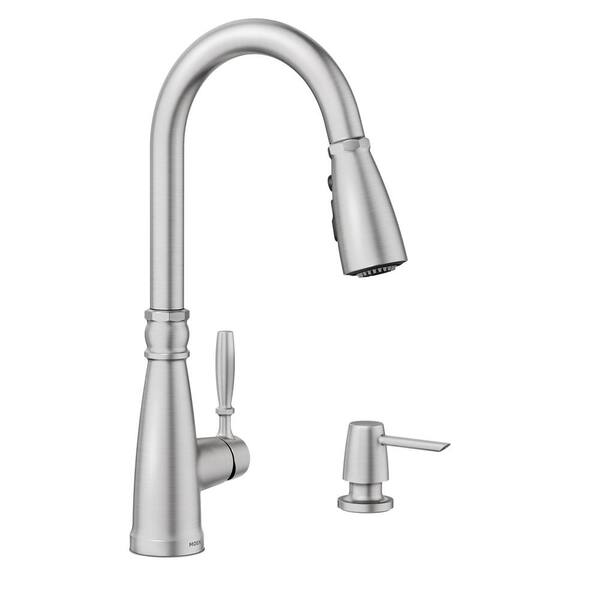 Boman Single Handle Pull-Down Sprayer Kitchen Faucet with Reflex and PowerBoost in Spot Resist Stainless