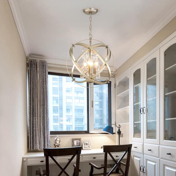 Lansing 4 - Light 15.7'' Chrome Semi Flush Mount Spherical Crystal Chandelier