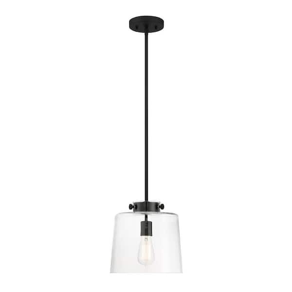 Mullins 10 in. 1-Light Coal Pendant Hanging Light, Modern Industrial Kitchen Pendant Lighting