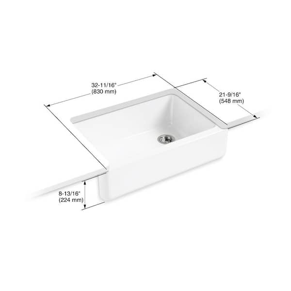 Whitehaven Farmhouse Self-Trimming Apron Front Cast Iron 33 in. Single Bowl Kitchen Sink in White