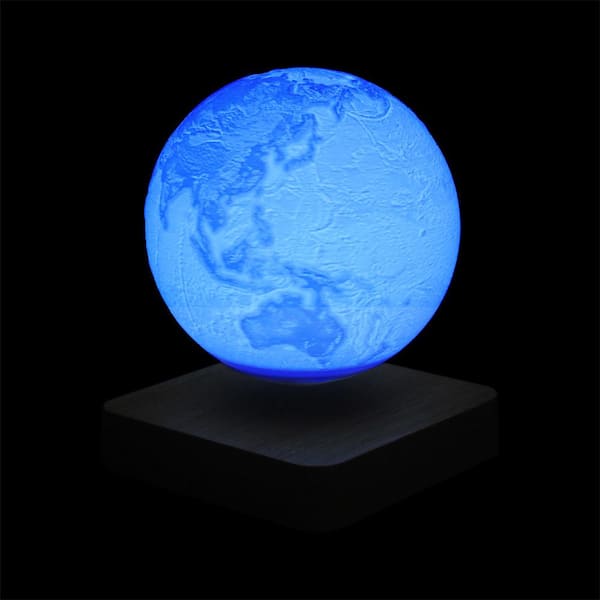 3D Printed Magnetic Levitation Earth LED Table Lamp With Touch Sensor Controls