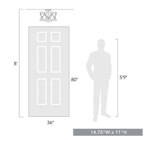 Chatham 14 in. 2-Light Gray Driftwood Semi-Flush Mount