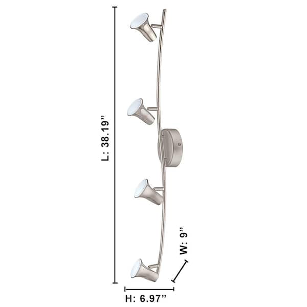 Kenmont 4 ft. 4-Light Brushed Nickel Integrated LED Wave Fixed Track Lighting Kit