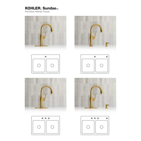 Sundae Single-Handle Pull Down Sprayer Kitchen Faucet in Vibrant Brushed Moderne Brass