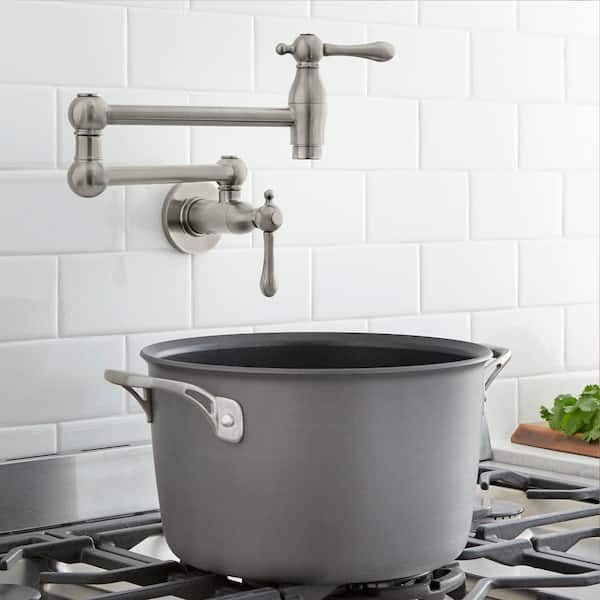 Lyndhurst Wall Mount Pot Filler in Brushed Nickel