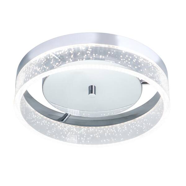 Vaughn 12 in. W Integrated LED Chrome Flush Mount Ceiling Light Fixture Clear Bubble Acrylic Shade