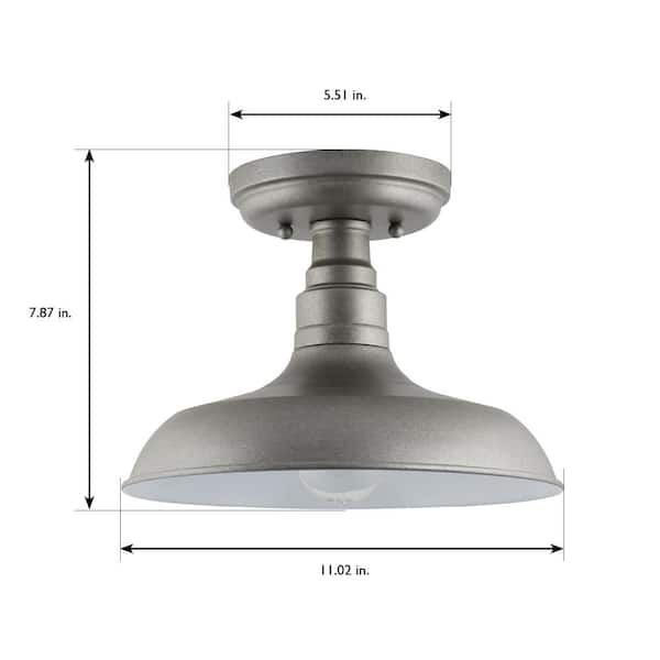 Kimball 11 in. 1-Light Antique White Semi-Flush Mount Ceiling Light