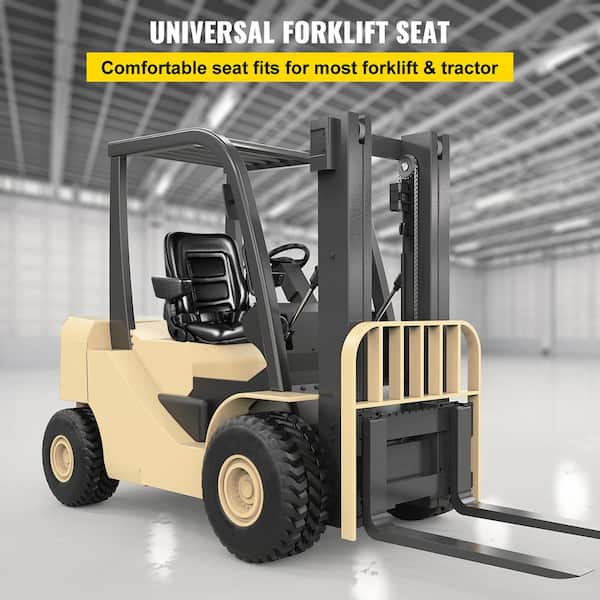 Universal Forklift Seat PVC Tractor Seat 6 in. Adjustable Mower Seat Foldable Seat Including Seat Switch, Black