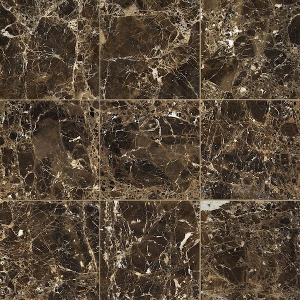 Emperador Dark 12 in. x 12 in. Polished Marble Floor and Wall Tile (10 sq. ft. / Case)