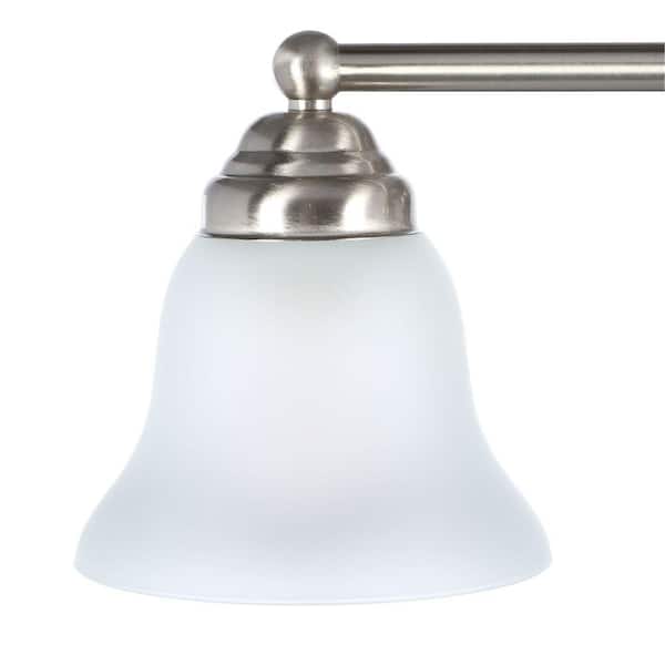 Ashhurst 3-Light Brushed Nickel Classic Traditional Bathroom Vanity Light with Frosted Glass Shades