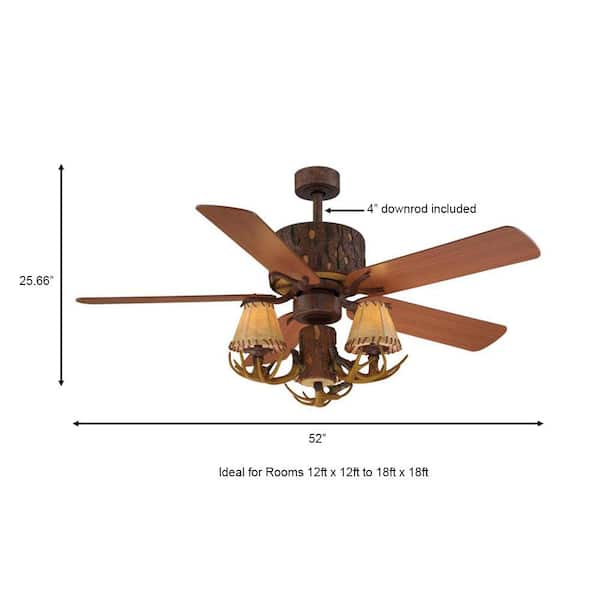 Lodge 52 in. LED Nutmeg Ceiling Fan with Light and Remote Control