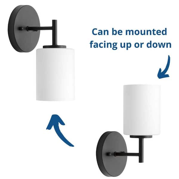 Replay Collection 5-1/4 in. 1-Light Black Etched White Glass Modern Bathroom Vanity Wall Light