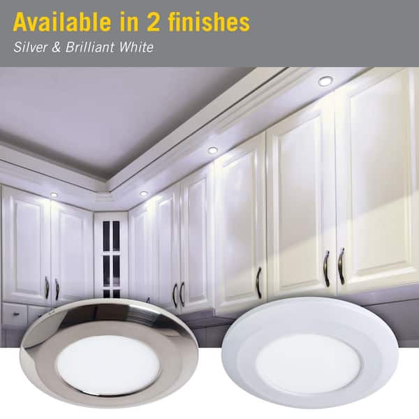 Wafer Thin Warm White, 2700K, Integrated LED Under Cabinet Puck Light Silver