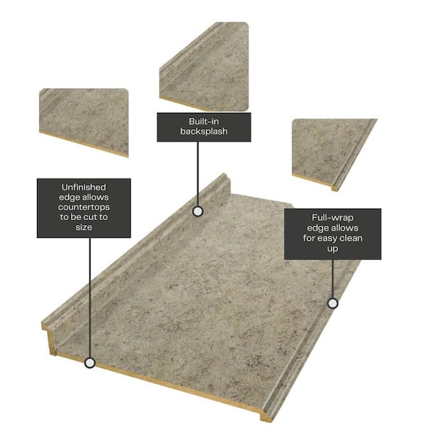 Wilsonart 8 ft. Straight Laminate Countertop in Golden Juparana with Full Wrap Ogee Edge and Integrated Backsplash