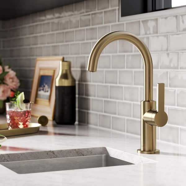 Oletto Single-Handle Kitchen Bar Faucet in Spot Free Antique Champagne Bronze
