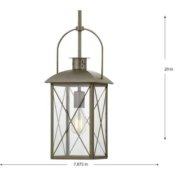 Woodcliff 1-Light Weathered Brass Outdoor Pendant Light with Clear Glass