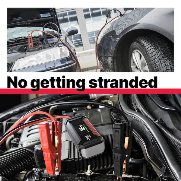 2000A 12V Portable Jump Starter, Up to 8.5L Gas and 6L Diesel Engines, Built-In 20000 mAh USB Power Bank, with Hard Case