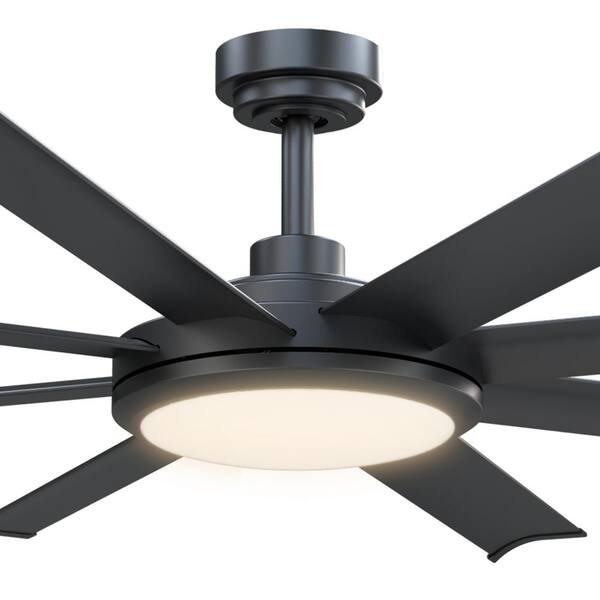Kaitylyn 60 in. Matte Black Downrod Mount LED Ceiling Fan with Light and Remote Control