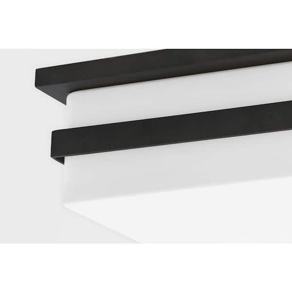 Sutter County 12 in. 2-Light French Iron Opal Etched Flush Mount