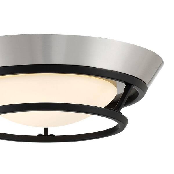Beam Me Up! 11 in. 1-Light Black and Brushed Nickel LED Flush Mount