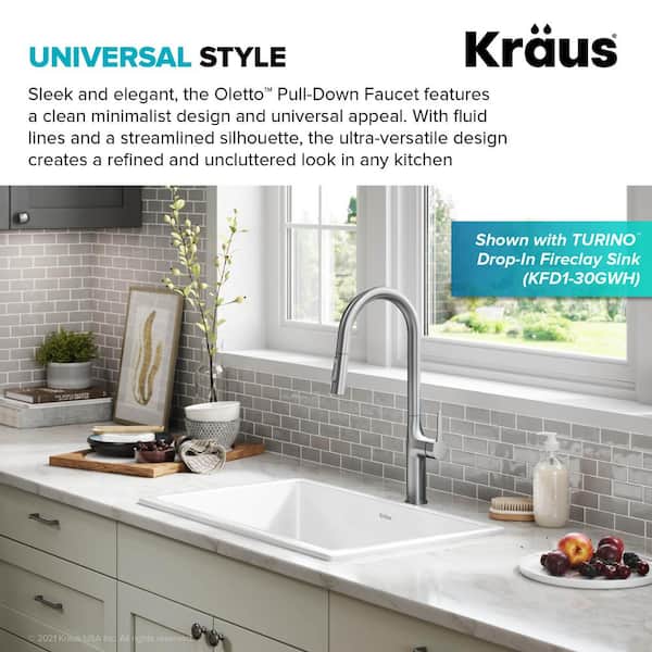Oletto Single Handle Pull Down Sprayer Kitchen Faucet in Spot Free Stainless Steel