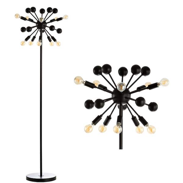 Orbit 10-Light 63 in. Black Modern Sputnik Metal LED Floor Lamp