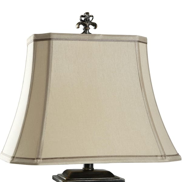 33.5 in. Faux Crocodile Hide and Gold Highlighted Table Lamp with Cream Fabric Shade