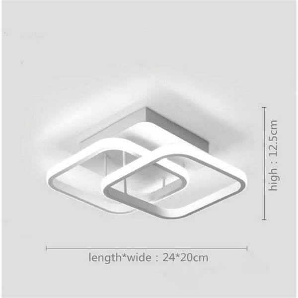 7.87 in. 1-Light White Modern Square Elegant Semi-Flush Mount LED Ceiling Light