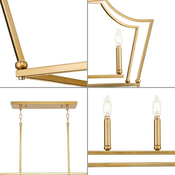 Parkhurst 6-Light Brushed Bronze Linear Chandelier New Traditional 42 in. with Clear Glass Shades