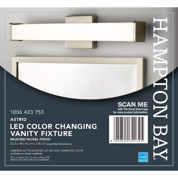 Astrid 24 in. Brushed Nickel 5-CCT LED Bathroom Vanity Light Bar with Frosted Glass