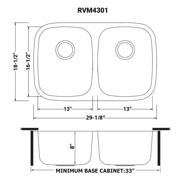 50/50 Undermount 16-Gauge Stainless Steel 29 in. Double Bowl Kitchen Sink