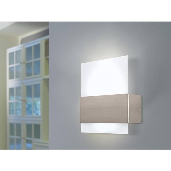 Nikita 8.86 in. W x 11.42 in. H 1-Light Matte Nickel Wall Sconce with White Glass Shade