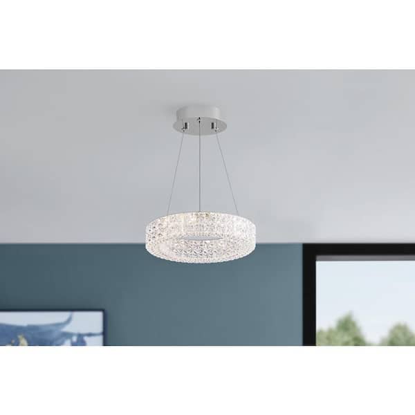 Wesley Park 11 in. Chrome LED Round Semi-Flush Mount Ceiling Light